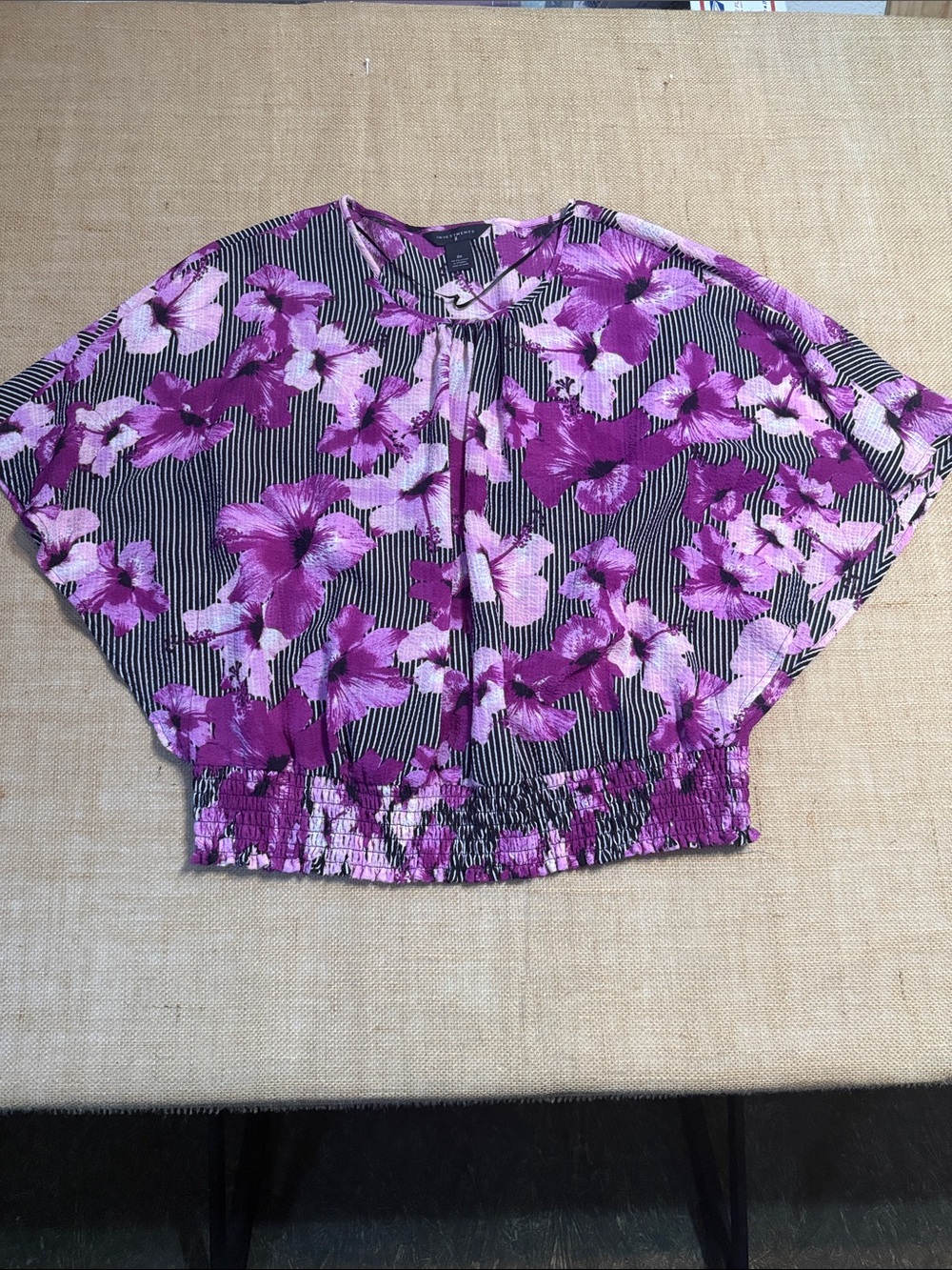 Investments Purple Floral Stripe Blouse